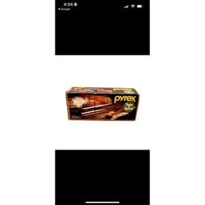 Vintage Pyrex‎ Bake a Round Brown Box Baking Pan Round Glass with Metal Stand